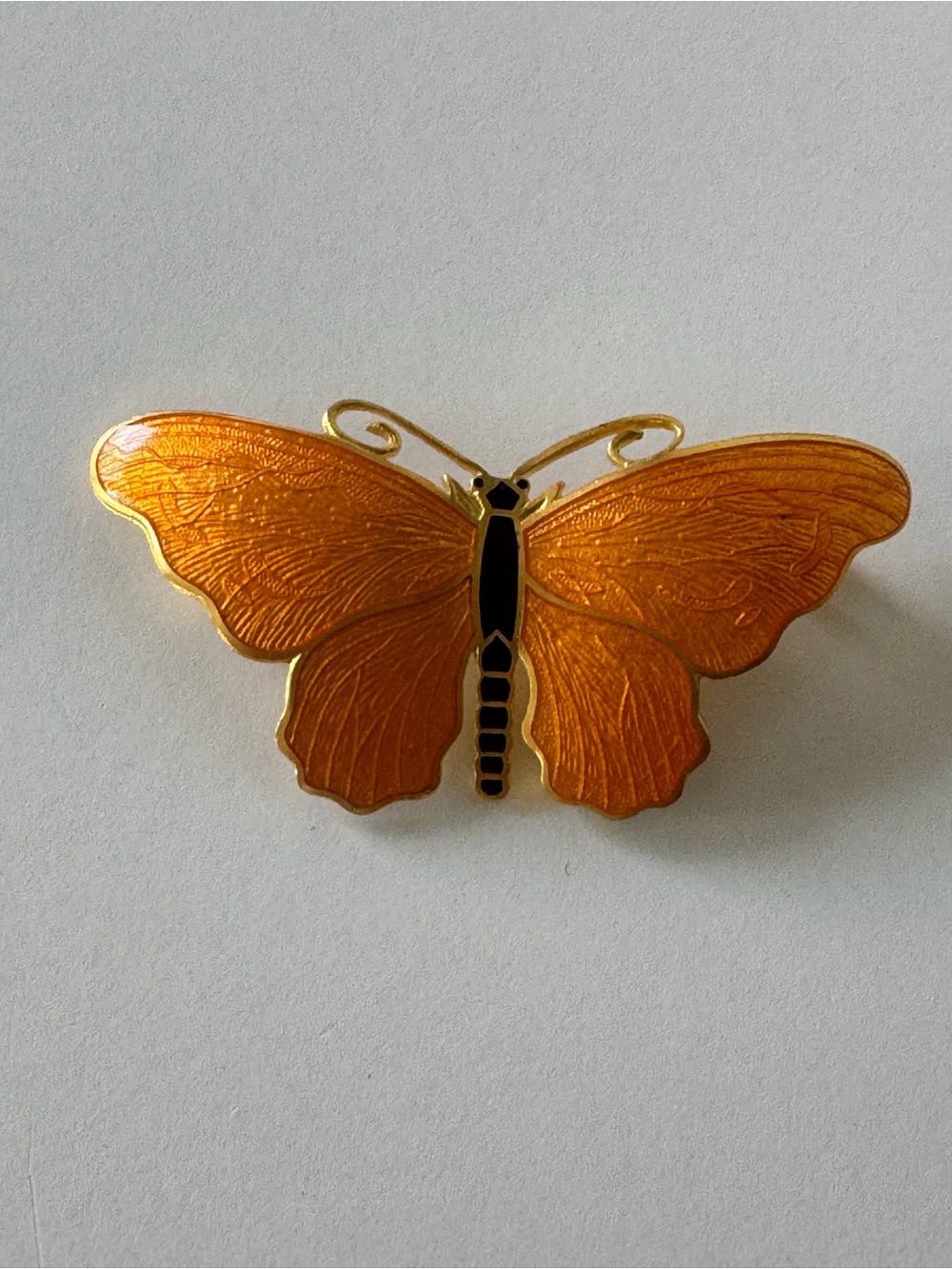 Gold-Tone Orange Butterfly Brooch - Elegant Accessory